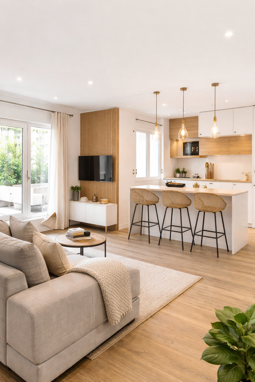 Rénovation complète d’appartement à Toulon avec cuisine moderne et séjour ouvert