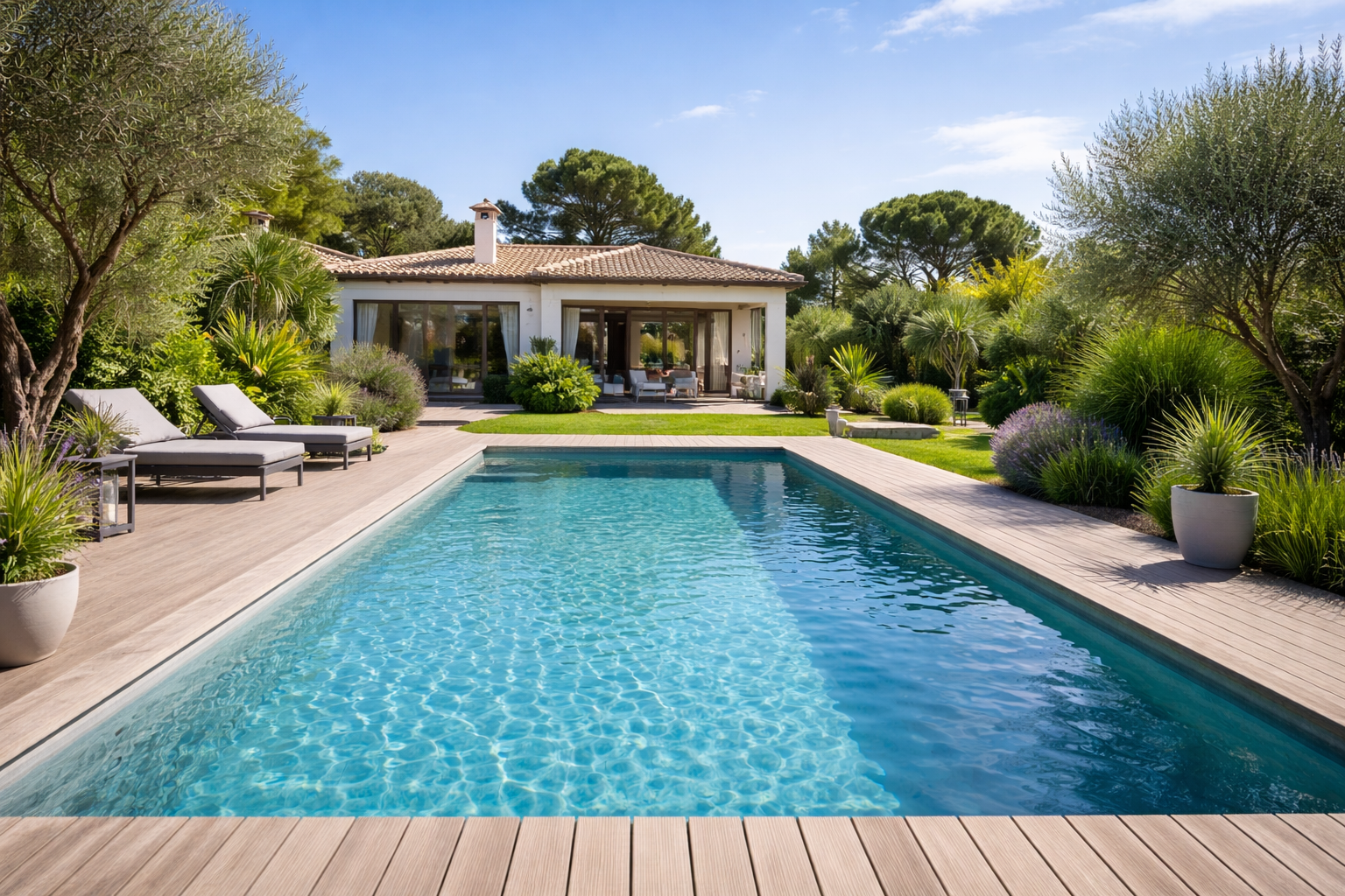 Rénovation de piscine dans un jardin de maison à Toulon