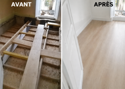 Rénovation plancher appartement avant après travaux remplacement sol intérieur Toulon Var PACA