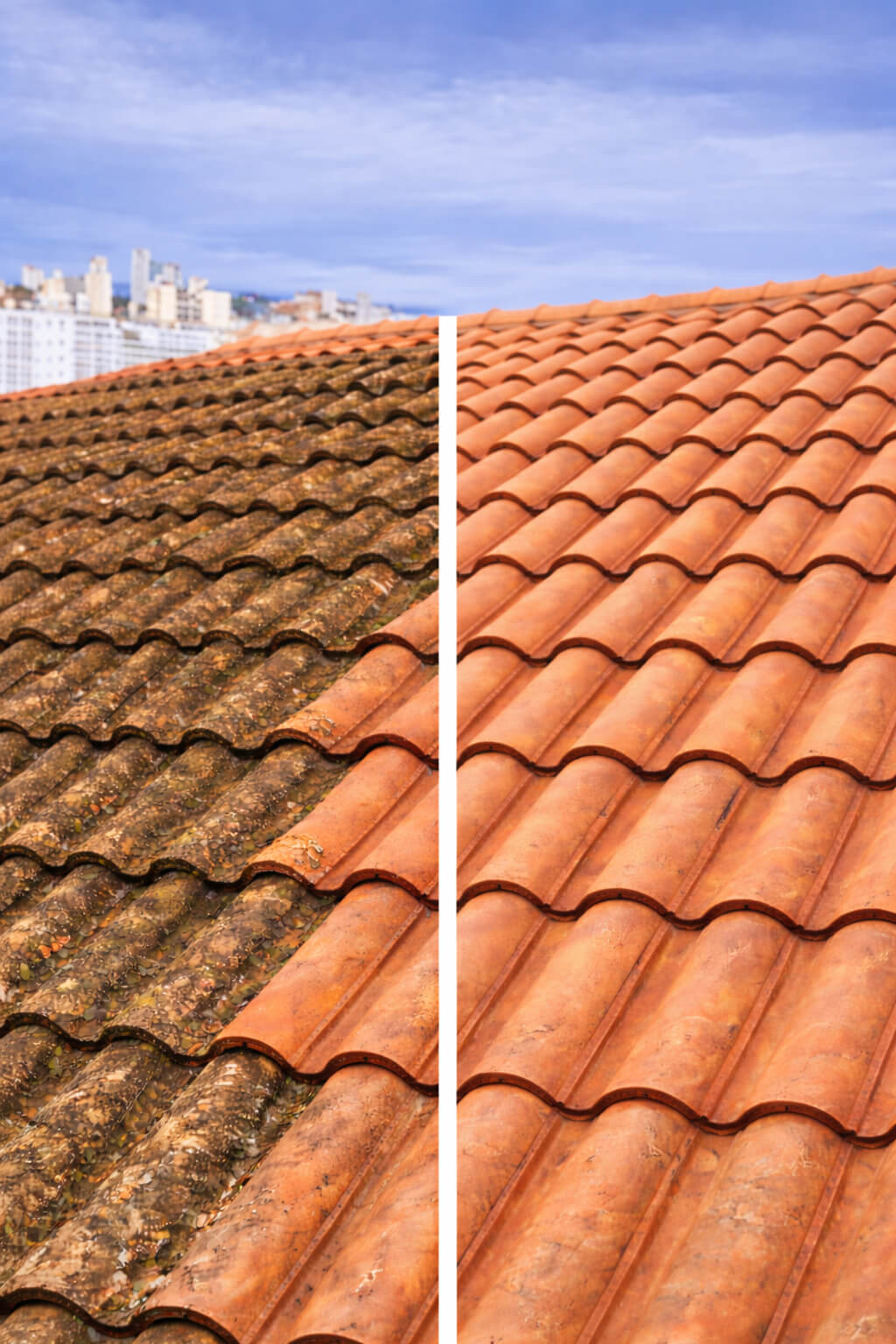 toiture avant apres nettoyage demoussage tuiles var toulon