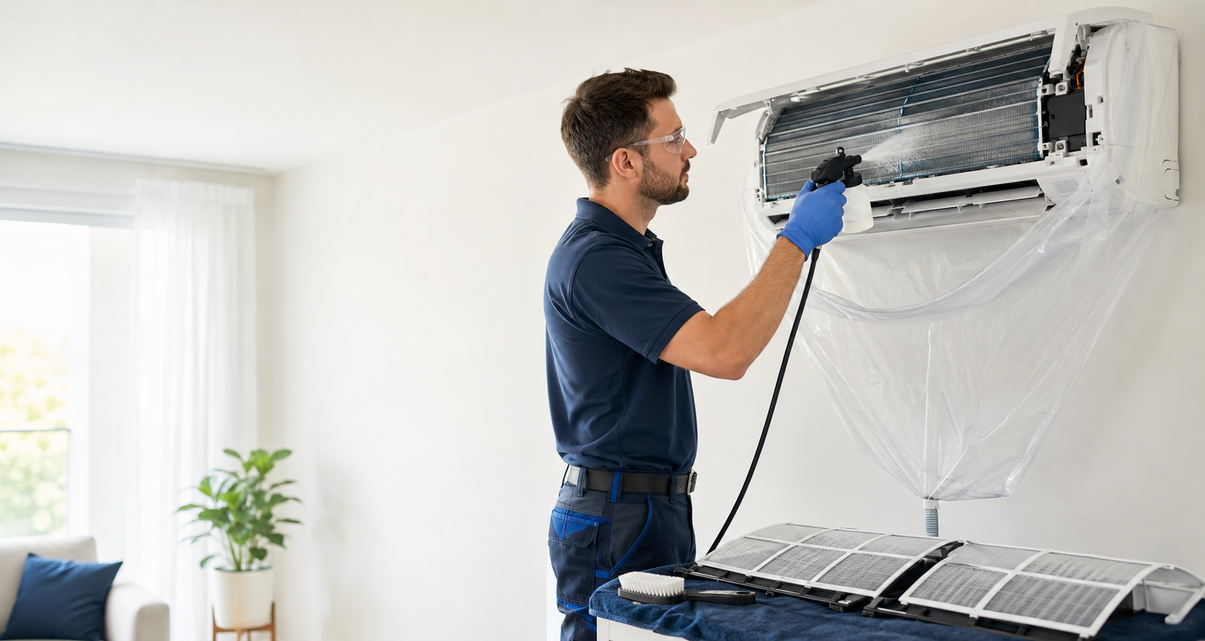 entretien climatisation Toulon technicien désinfection professionnelle