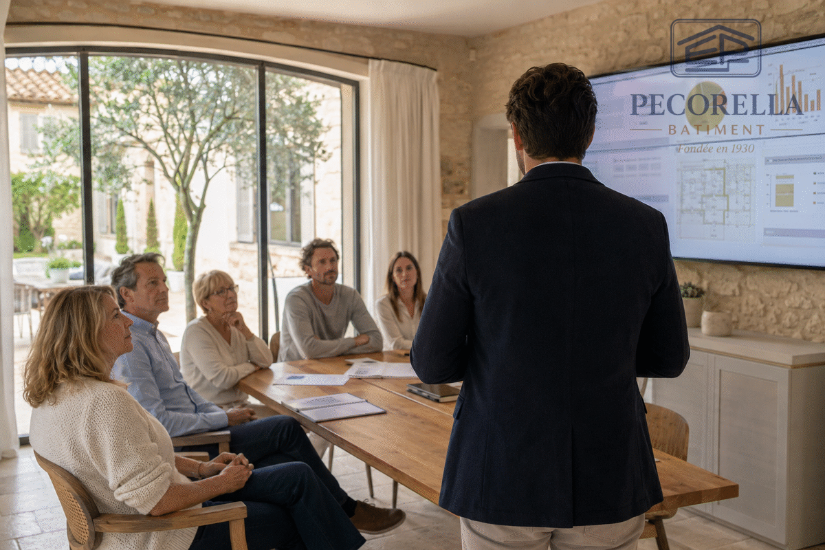Reunion syndic professionnel provence, chantier réalisé dans un environnement provençal par une entreprise de bâtiment.